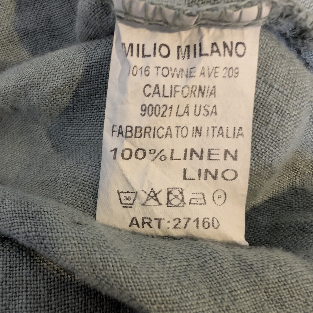 💘 Milio-Milano 100% Italian Linen Button Down Mid-Length Shirt Dress - Picture 5 of 5